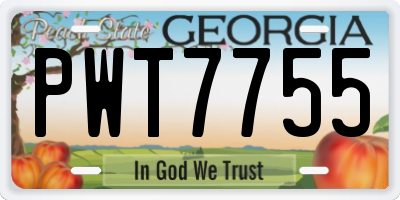GA license plate PWT7755
