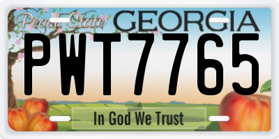 GA license plate PWT7765