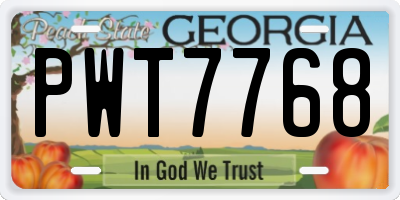 GA license plate PWT7768