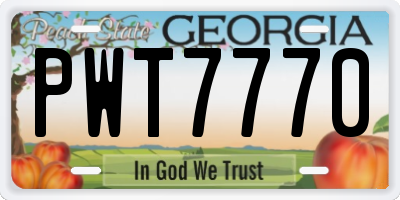 GA license plate PWT7770