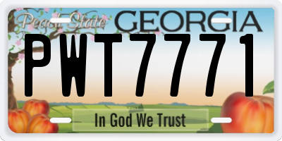 GA license plate PWT7771