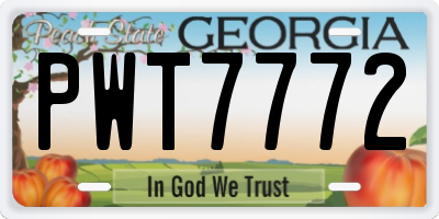GA license plate PWT7772