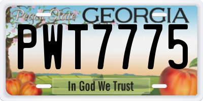GA license plate PWT7775