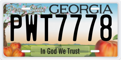 GA license plate PWT7778