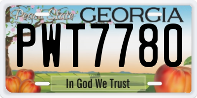GA license plate PWT7780