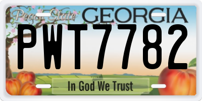 GA license plate PWT7782