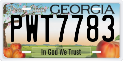 GA license plate PWT7783