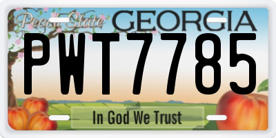 GA license plate PWT7785