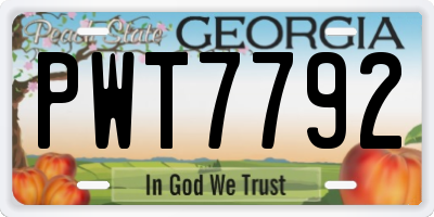 GA license plate PWT7792