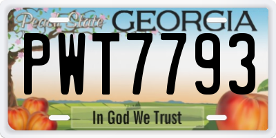 GA license plate PWT7793