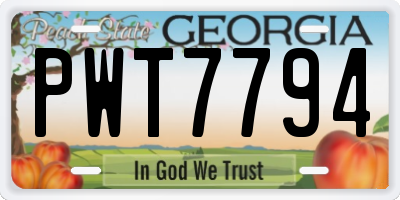 GA license plate PWT7794