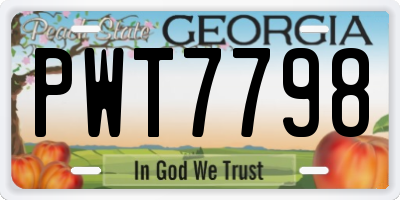 GA license plate PWT7798