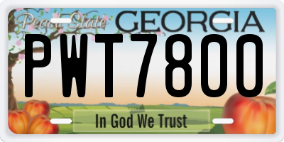 GA license plate PWT7800
