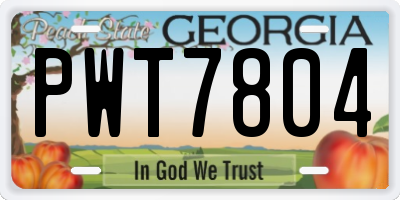 GA license plate PWT7804