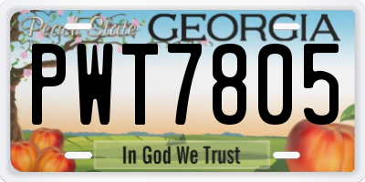 GA license plate PWT7805