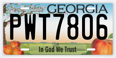 GA license plate PWT7806