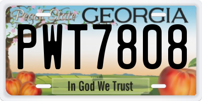 GA license plate PWT7808