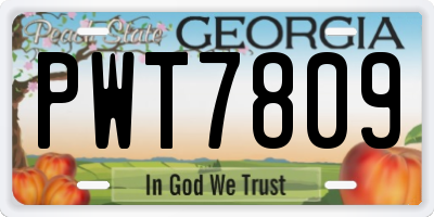 GA license plate PWT7809