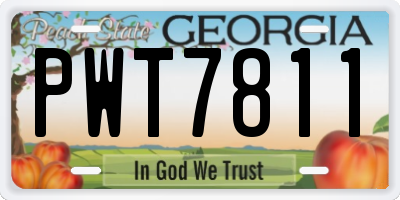 GA license plate PWT7811