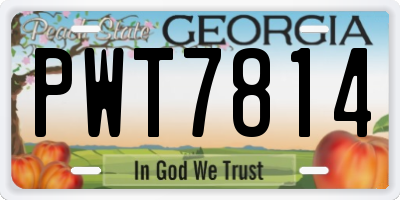 GA license plate PWT7814