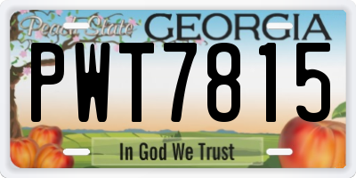 GA license plate PWT7815