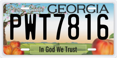 GA license plate PWT7816