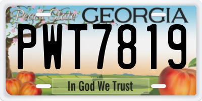 GA license plate PWT7819