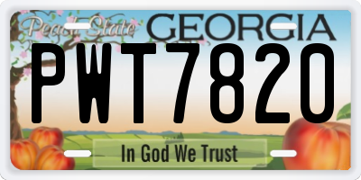 GA license plate PWT7820