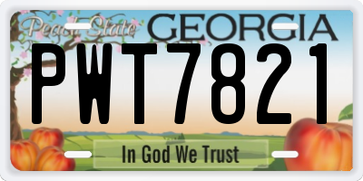 GA license plate PWT7821