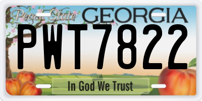 GA license plate PWT7822