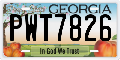 GA license plate PWT7826