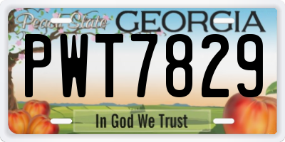 GA license plate PWT7829