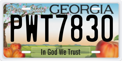 GA license plate PWT7830