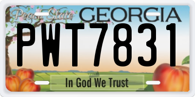 GA license plate PWT7831