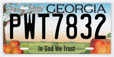 GA license plate PWT7832