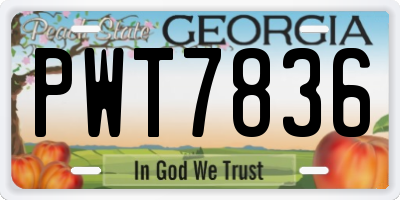 GA license plate PWT7836