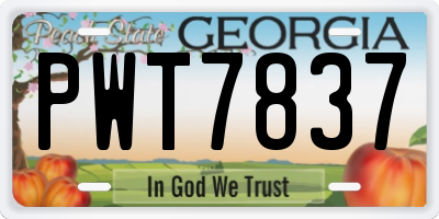 GA license plate PWT7837