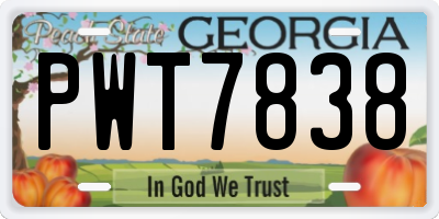 GA license plate PWT7838