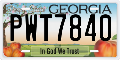 GA license plate PWT7840