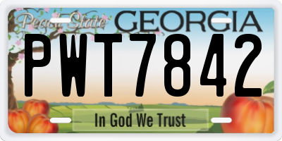 GA license plate PWT7842