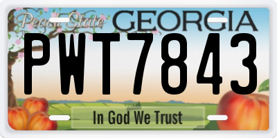 GA license plate PWT7843