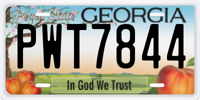GA license plate PWT7844