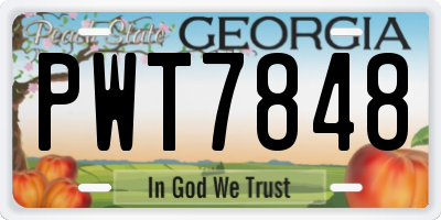GA license plate PWT7848