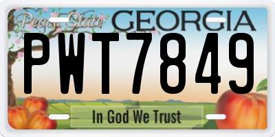 GA license plate PWT7849