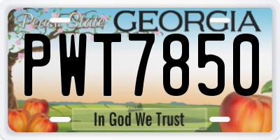 GA license plate PWT7850