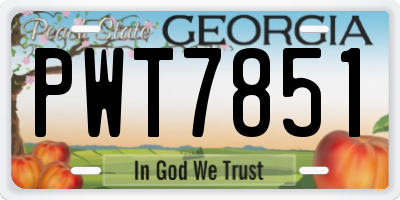 GA license plate PWT7851