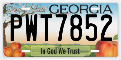 GA license plate PWT7852