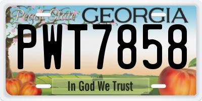 GA license plate PWT7858