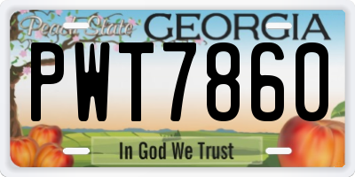 GA license plate PWT7860