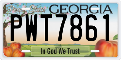 GA license plate PWT7861